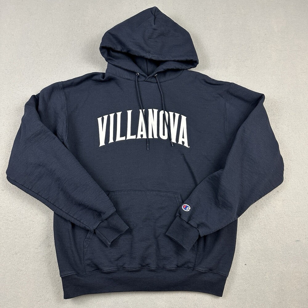Villanova Wildcats Hoodie Men Medium Blue Solid Champion NCAA Sweatshirt M